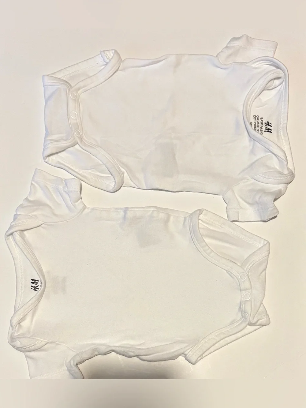 Two Newborn organic white cotton onesies baby clothes clothing onesie